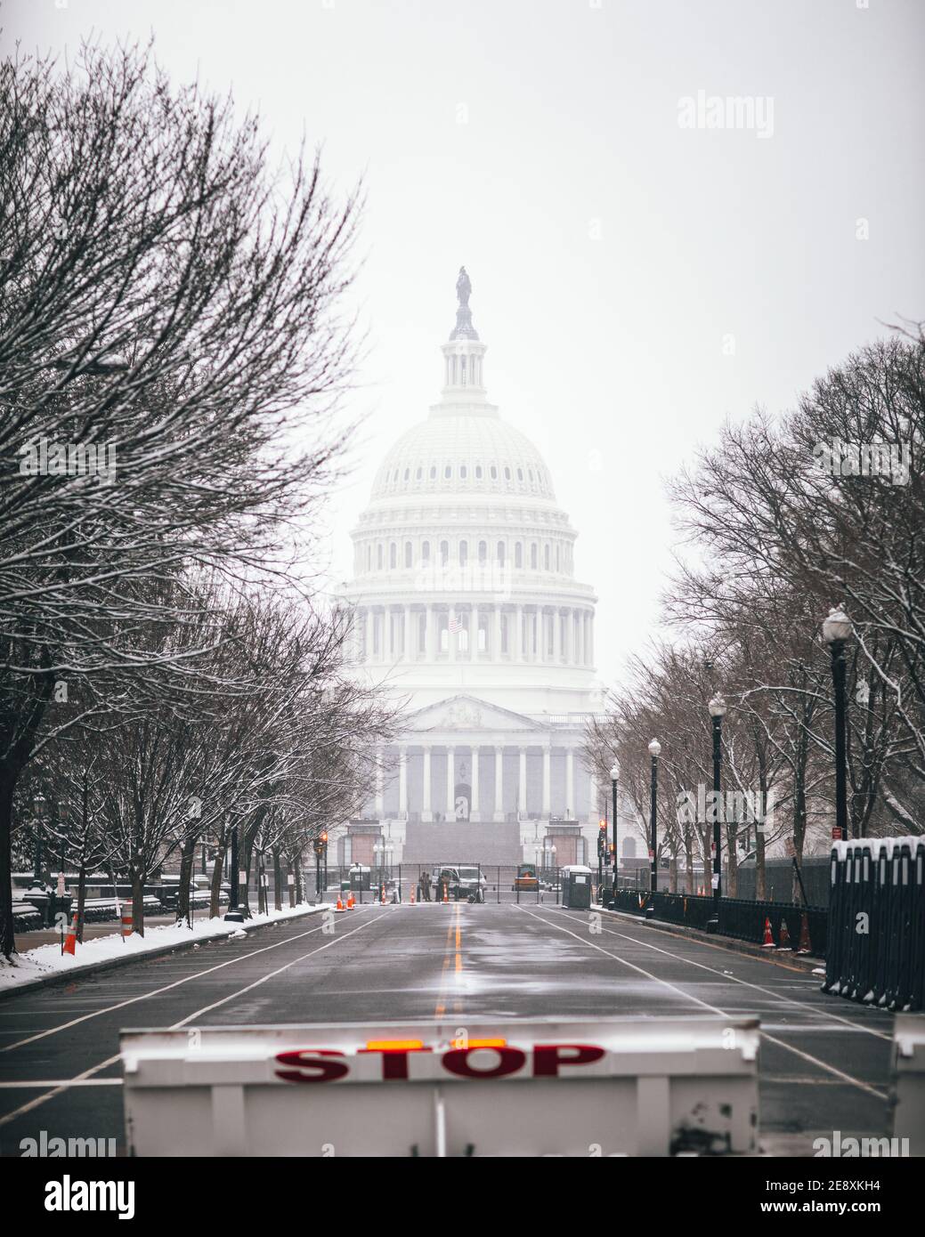 Schnee am US Capitol in Washington DC unter Verschluss. Stockfoto