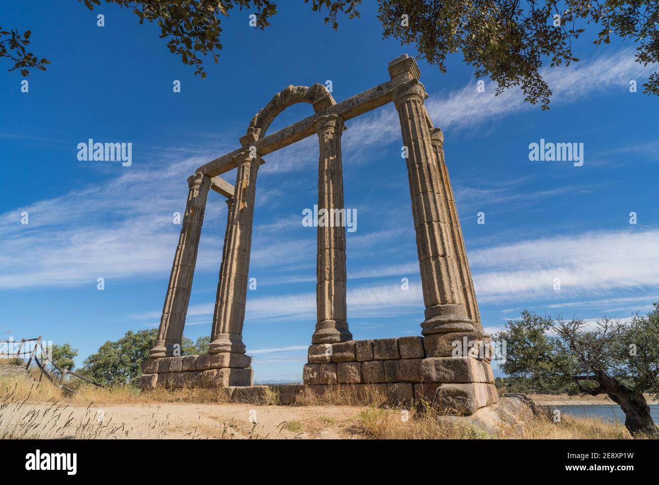 Römische Ruinen von Augustobriga, gelegen im Valdecanas Sumpf, neben dem kleinen Dorf Bohonal de Ibor in Caceres. Extremadura. Spanien Stockfoto