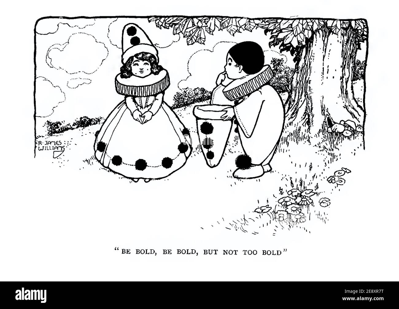 Richard James Williams Karikatur mit dem Titel sei mutig, sei Bol, aber nicht zu fett Stockfoto