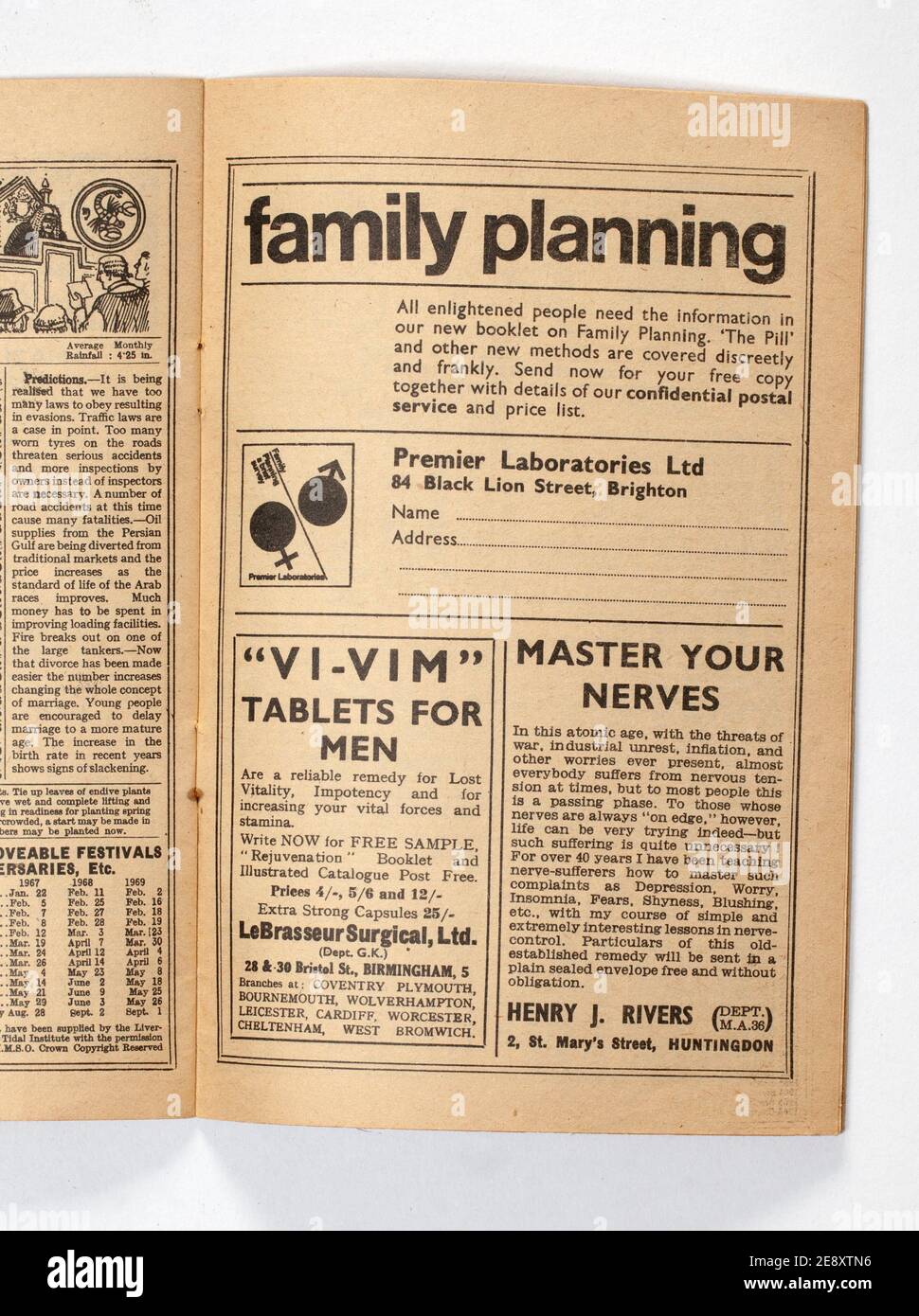 Jahrgang 1960s Familienplanung Werbung Stockfoto