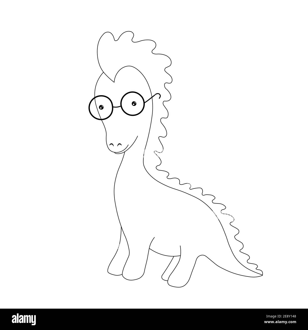 Malvorlagen. Malbilder mit niedlichen .Dinosaurier mit Brille. Stock Vektor