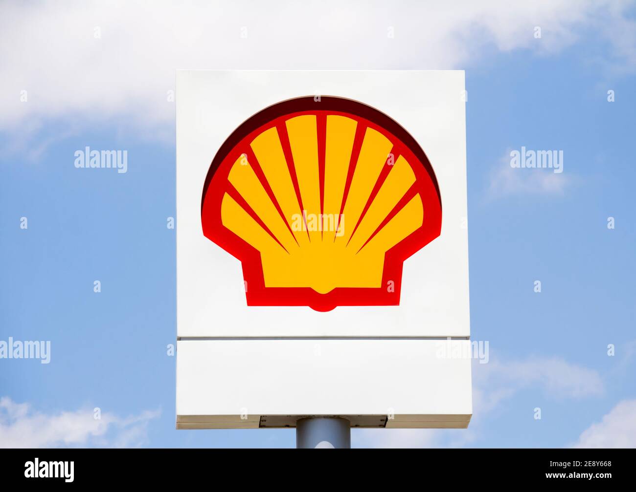 Emblem Shell Oil Company, Shell Oil Company ist eine US-amerikanische Tochtergesellschaft von Royal Dutch Shell, einem multinationalen Ölunternehmen. Stockfoto
