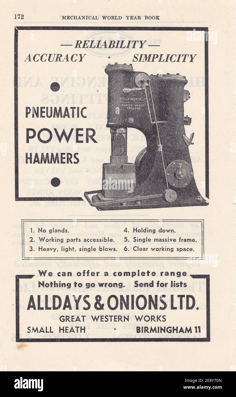 Vintage-Werbung für Alldays & Onions Ltd Stockfoto