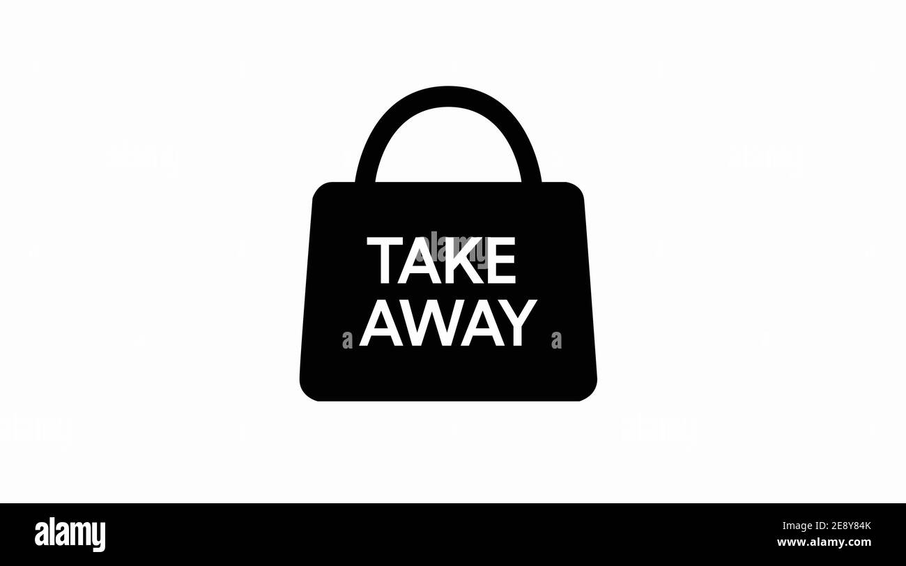 Vektor isoliert Schwarz und Weiß Take Away Bag Symbol oder Zeichen Stock Vektor