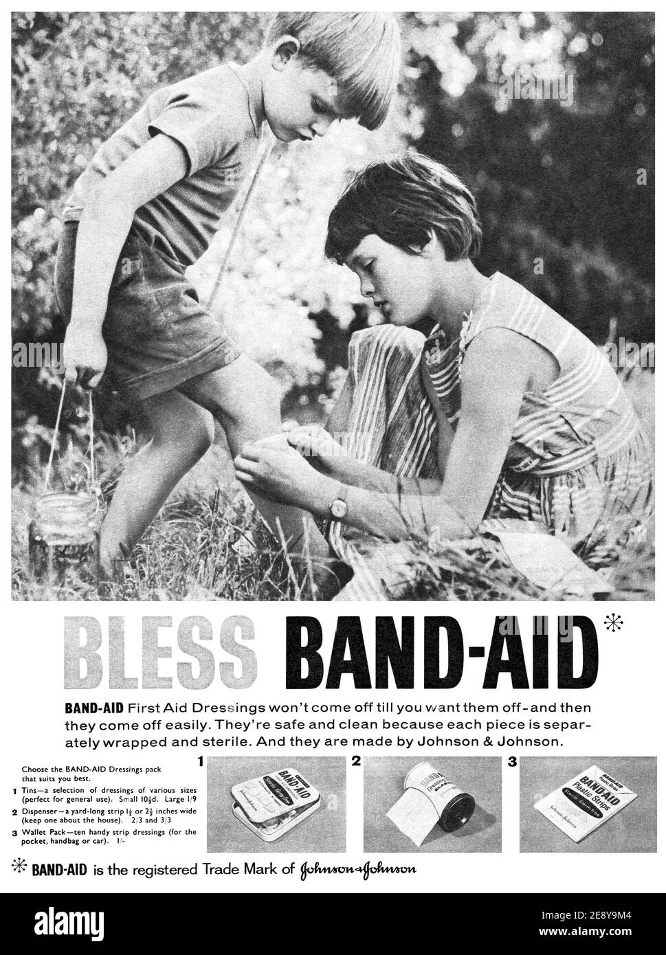 1960 Britische Werbung für Johnson & Johnson Band-AIDS. Stockfoto