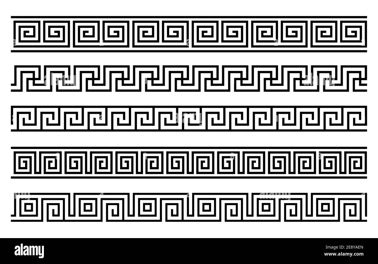 Griechisch-römisches Muster Bordüre dekorative Ornament. altgriechischer Mäander Vektor Design Welle Stock Vektor