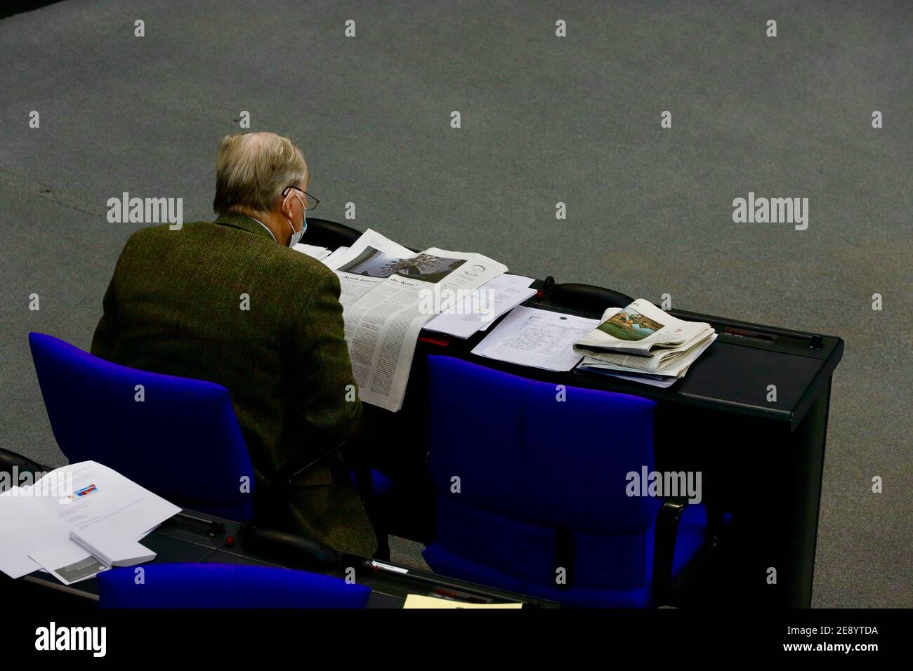 Berlin, Berlin, Deutschland, 29. Januar 2021. Der Vorsitzende der AfD-Fraktion im Deutschen Bundestag, Alexander Gauland. Stockfoto