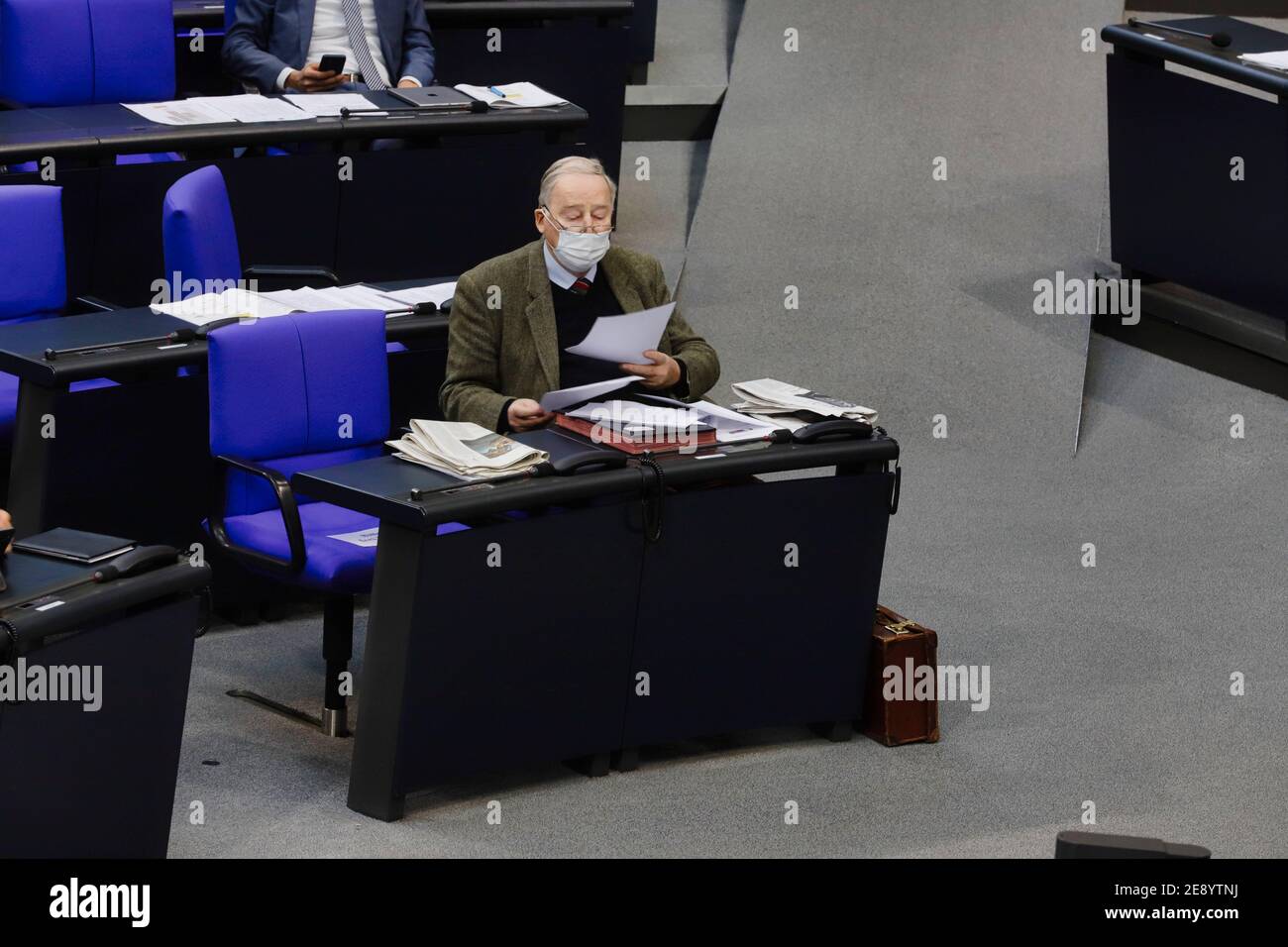 Berlin, Berlin, Deutschland, 29. Januar 2021. Der Vorsitzende der AfD-Fraktion im Deutschen Bundestag, Alexander Gauland. Stockfoto
