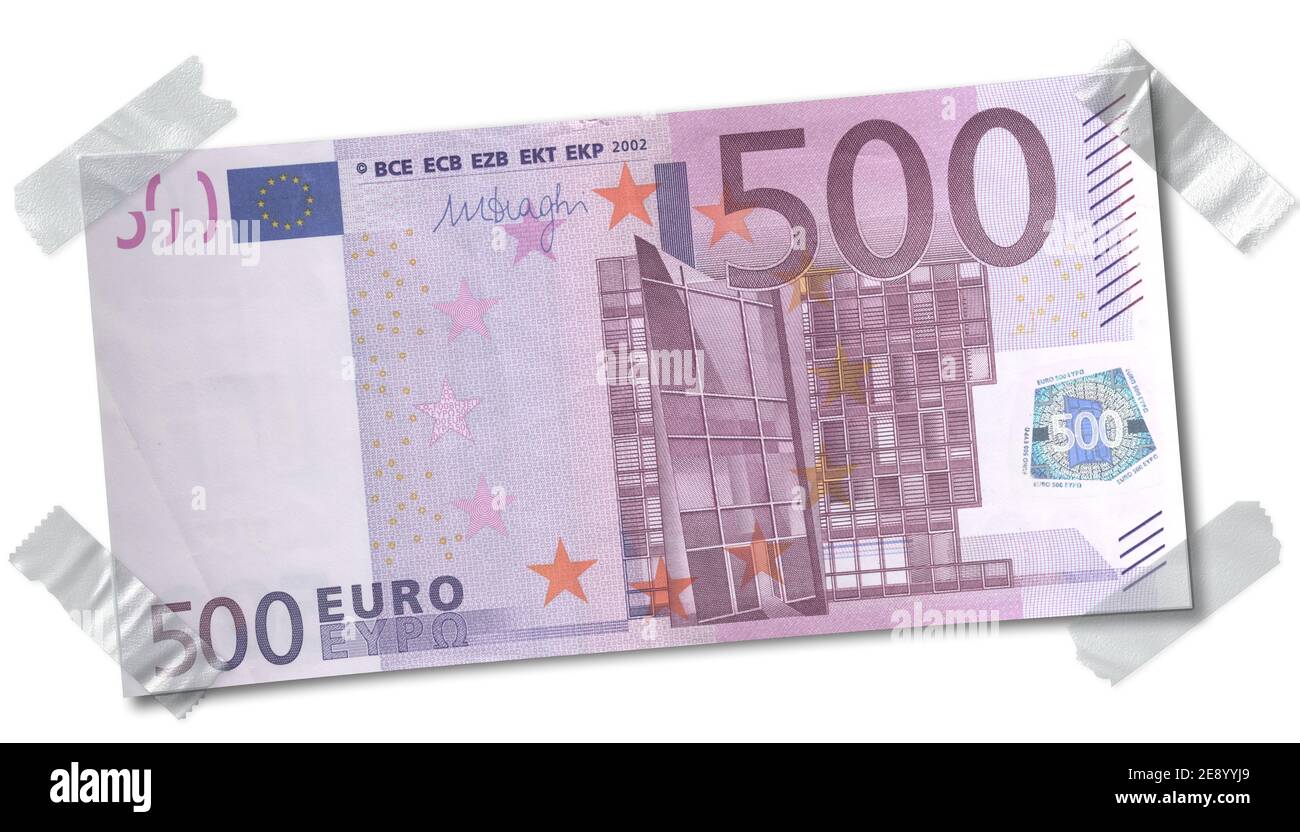 500 Euro Hintergrund Souvenir.Währung, Europäische Union Währung, Nummer, Nummer 500, Papier Stockfoto