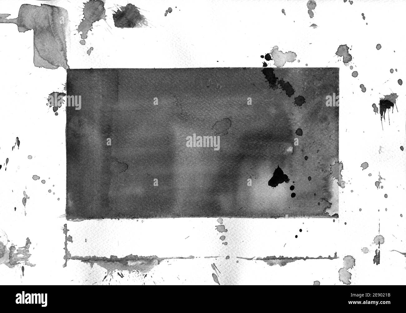 Einfaches abstraktes Boho, skandinavischer monochromer Hintergrund. Schwarz-weißes Aquarell. Am besten für den Druck, Stoff, Poster, Tapete, Cover und Verpackung. Stockfoto
