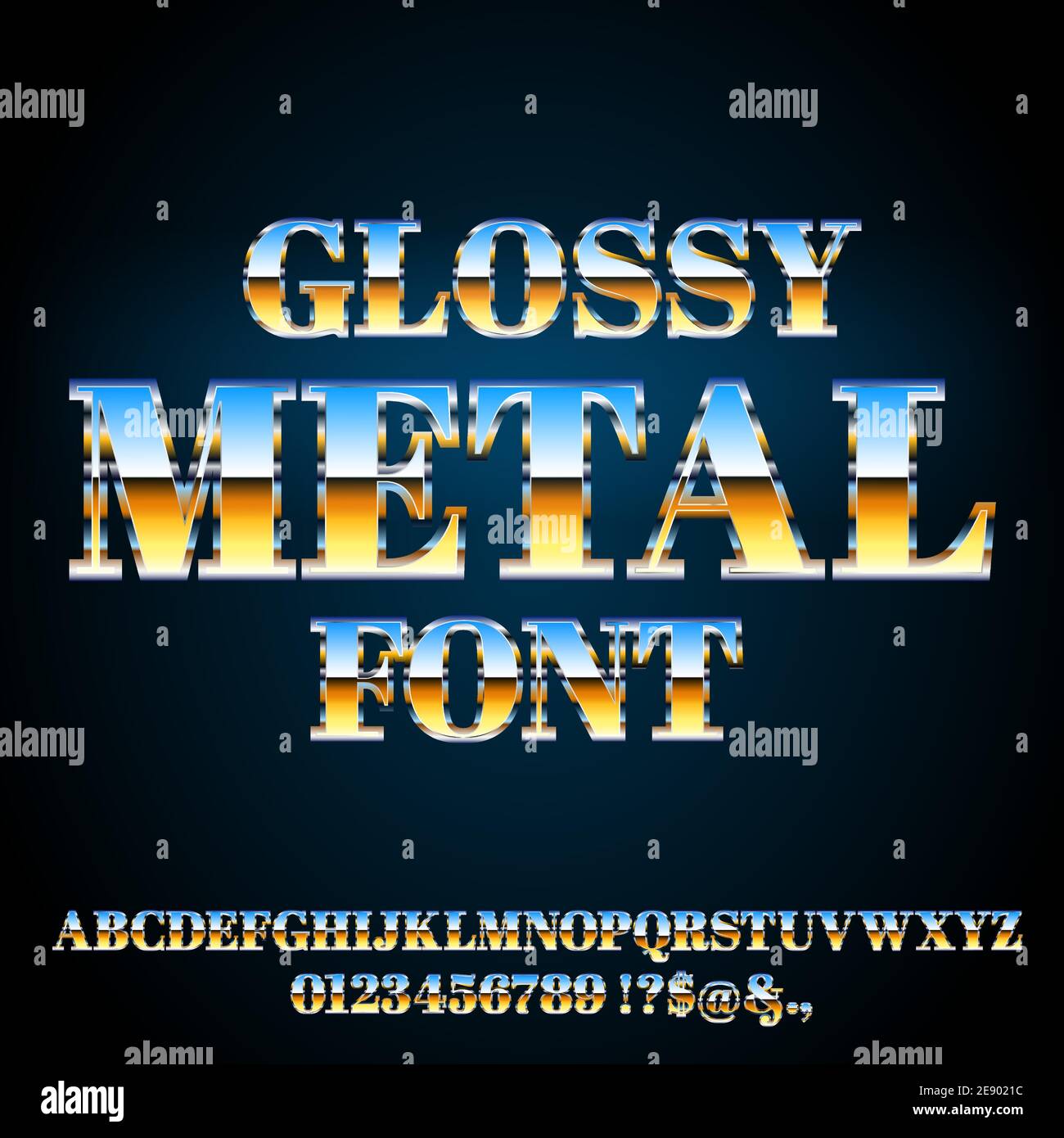 Retro Future Military Cyber Sci-Fi Movies Style Chrome-Schrift im 80er Jahre Retro Futurismus Stil. Vektorschriftart Stock Vektor