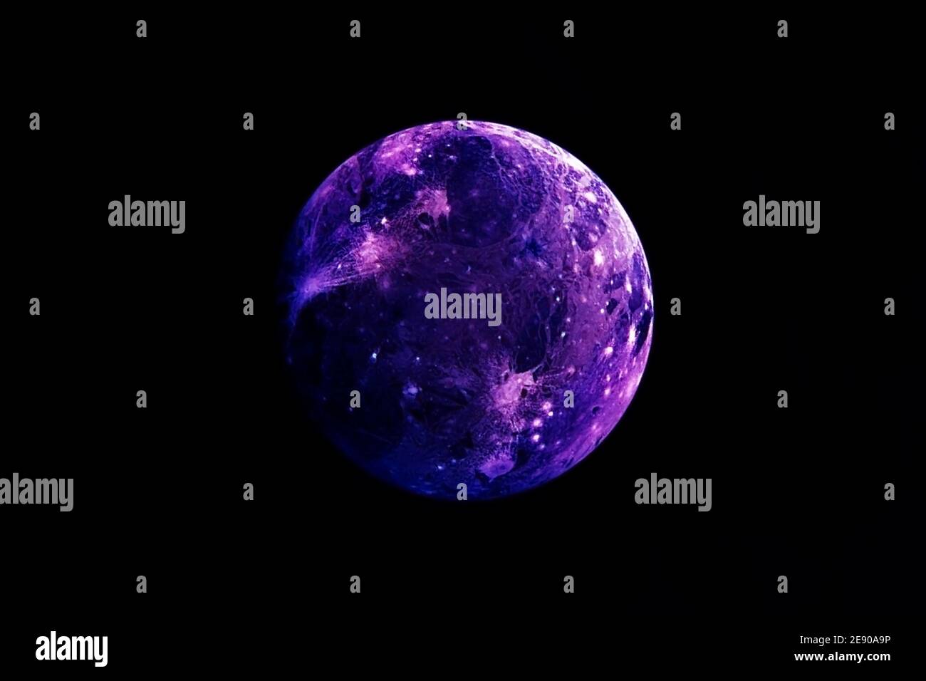 Entfernter Exoplanet auf schwarzem Hintergrund. Elemente dieses Bildes wurden von der NASA eingerichtet. Hochwertige Fotos Stockfoto