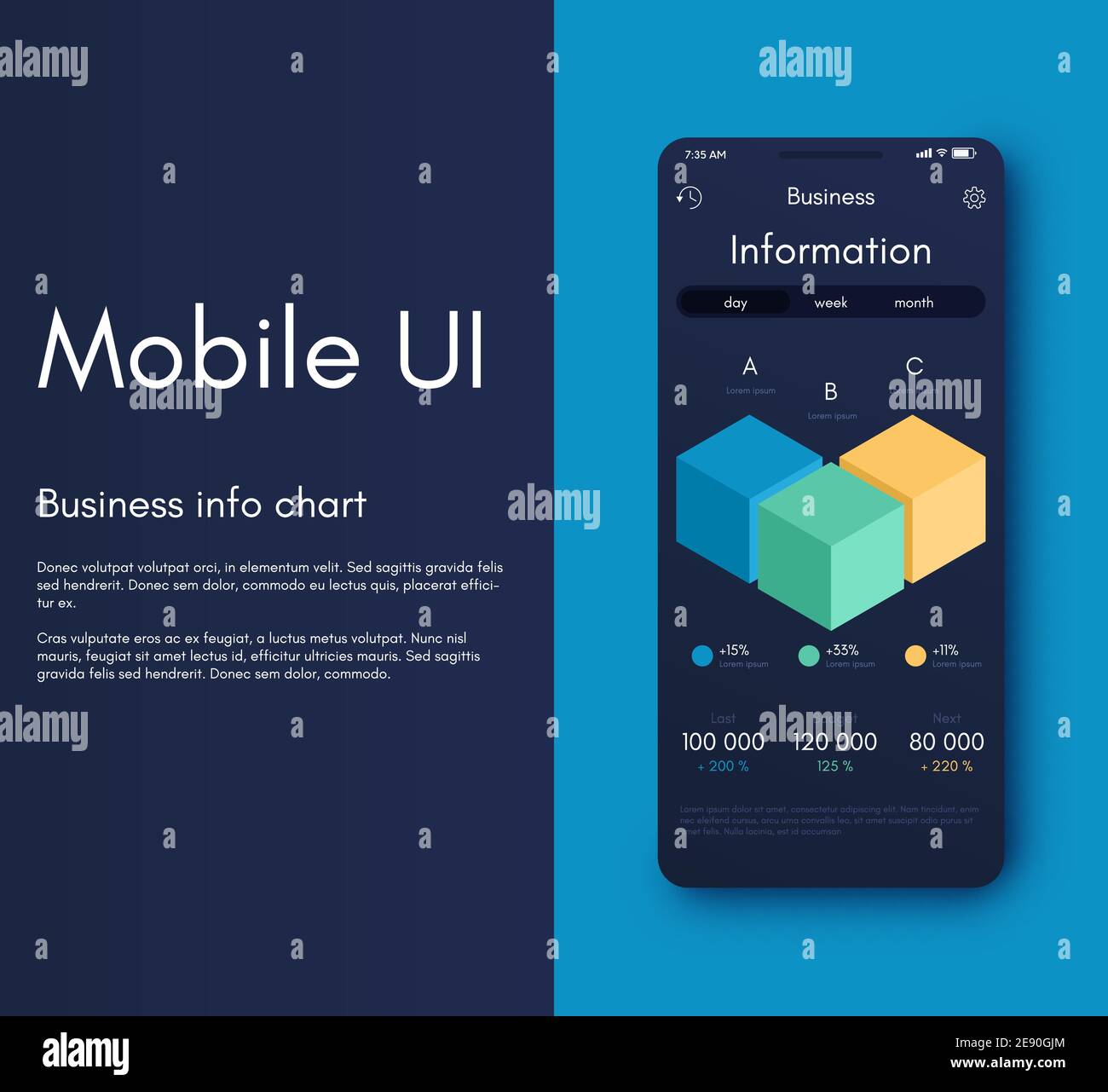 Vektorgrafiken Infografiken mit sechs Optionen. Vorlage für die Erstellung von mobilen Anwendungen, Workflow-Layout, Diagramm, Banner, Web-Design, Unternehmen Stock Vektor