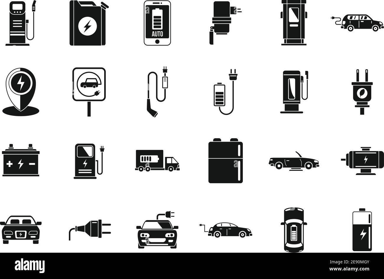 Eco Hybrid-Auto Symbole gesetzt, einfachen Stil Stock Vektor