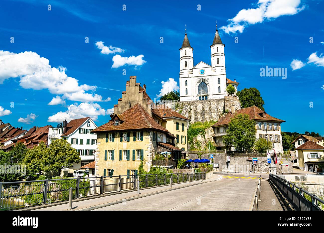 Aarburg Schloss und Kirche in der Schweiz Stockfoto