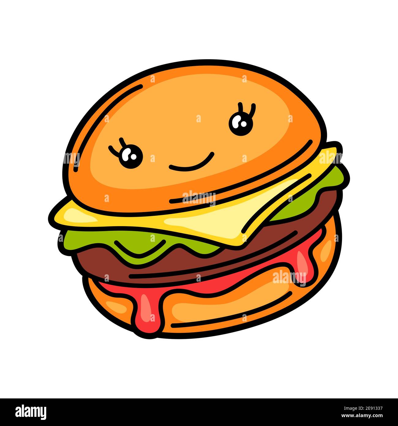 Kawaii Illustration von Burger. Stock Vektor