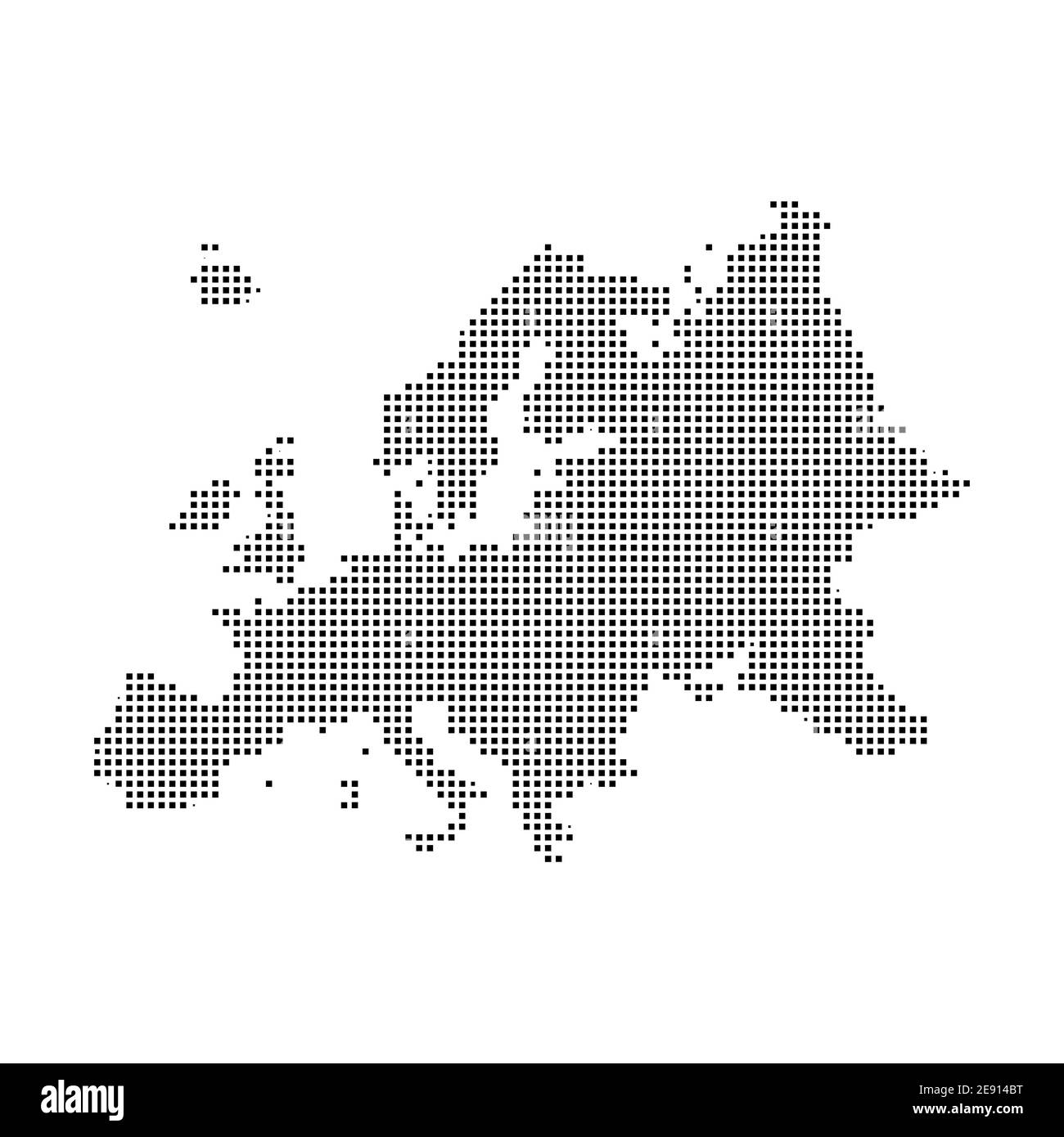 Pixel-Vektorkarte Europa. Quadratischer Punkt Pixel Europa Kartenhintergrund Stock Vektor