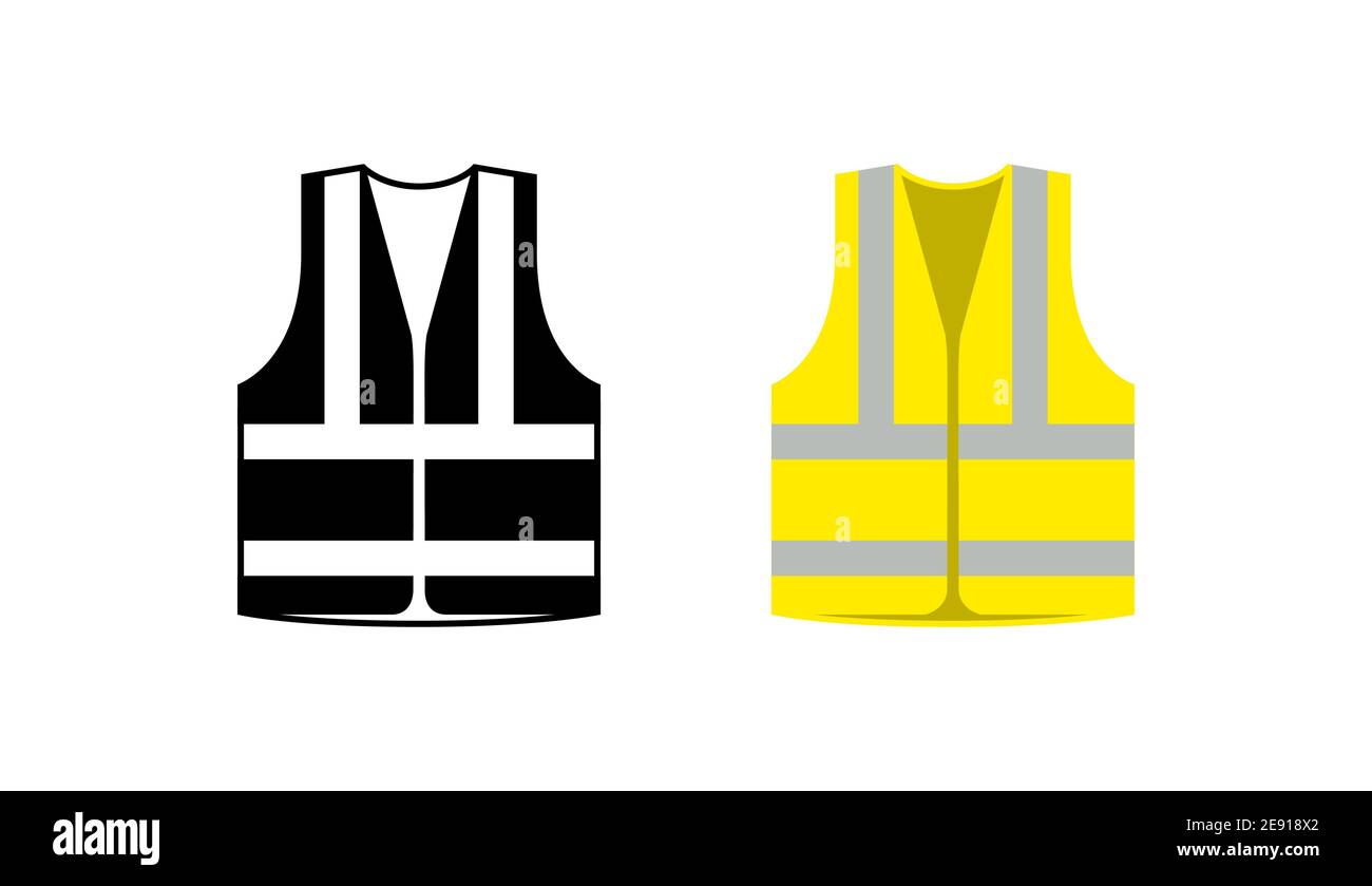 Sicherheitssymbol der Schutzjacke. Vector Lebensweste gelb Sichtbarkeit fluoreszierende Arbeitsjacke Stock Vektor