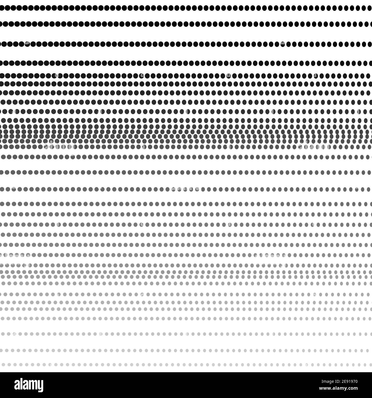 Gepunktete gerade Linien. Vektorgradientenstreifen. Schwarze, graue Flecken, weißer Hintergrund. Halbtonmuster. Monochromes Design. Abstraktes Technikkonzept. EPS10 Stock Vektor