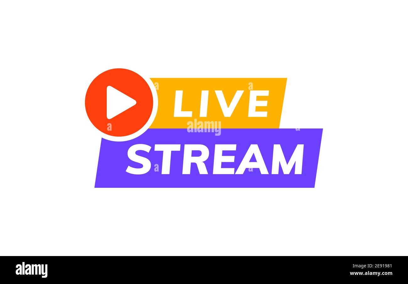 Live-Stream-Symbol Vektorlogo. Video Broadcast Live-Stream tv News Online-Vorlage Design Stock Vektor