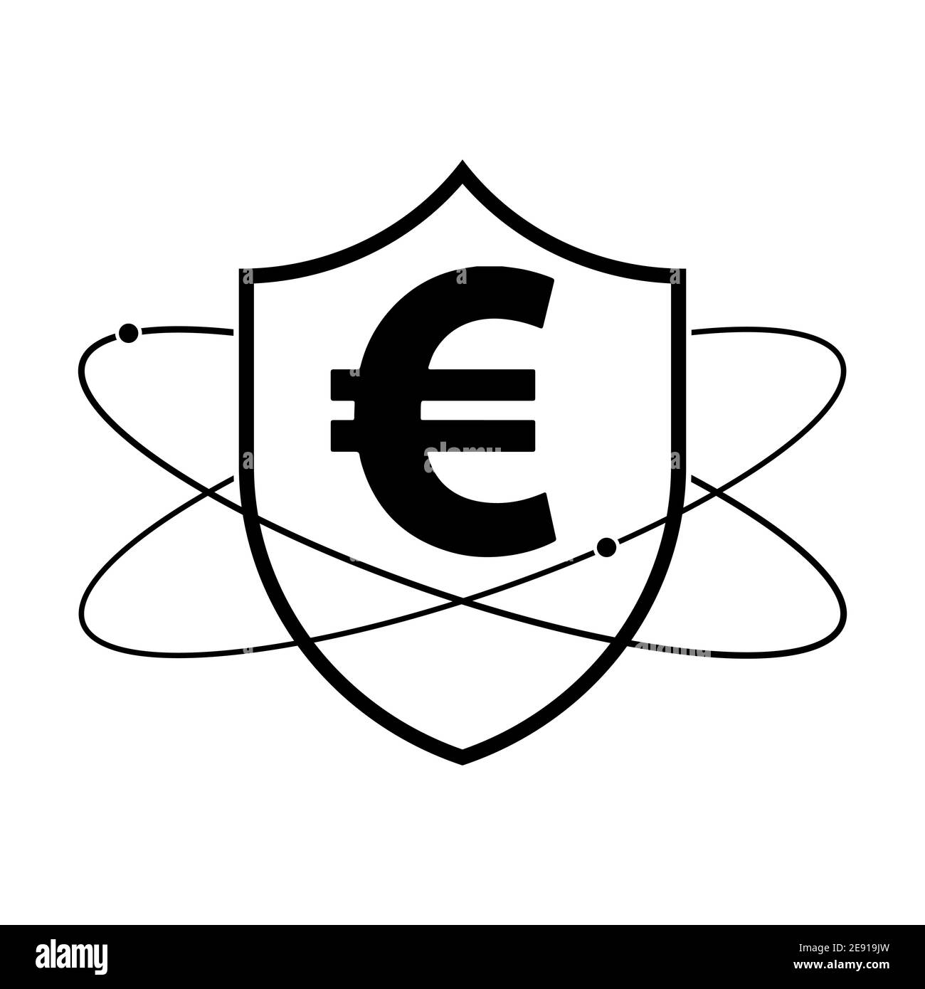 Schild mit Euro-Währungssymbol. Symbol für lineare Abschirmung. Vektorgrafik. Euro Währungsschutz Symbol auf weißem Hintergrund Stock Vektor