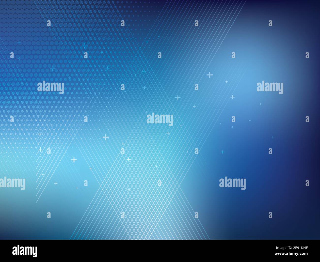 Blaue abstrakte Hintergrundtechnologie mit Halbtoneffekt und parallelen Linien. Heller Hintergrund und lebendige Farben. Stock Vektor