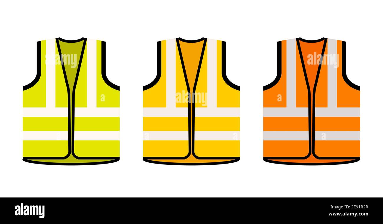 Sicherheitssymbol der Schutzjacke. Vector Lebensweste gelb Sichtbarkeit fluoreszierende Arbeitsjacke Stock Vektor