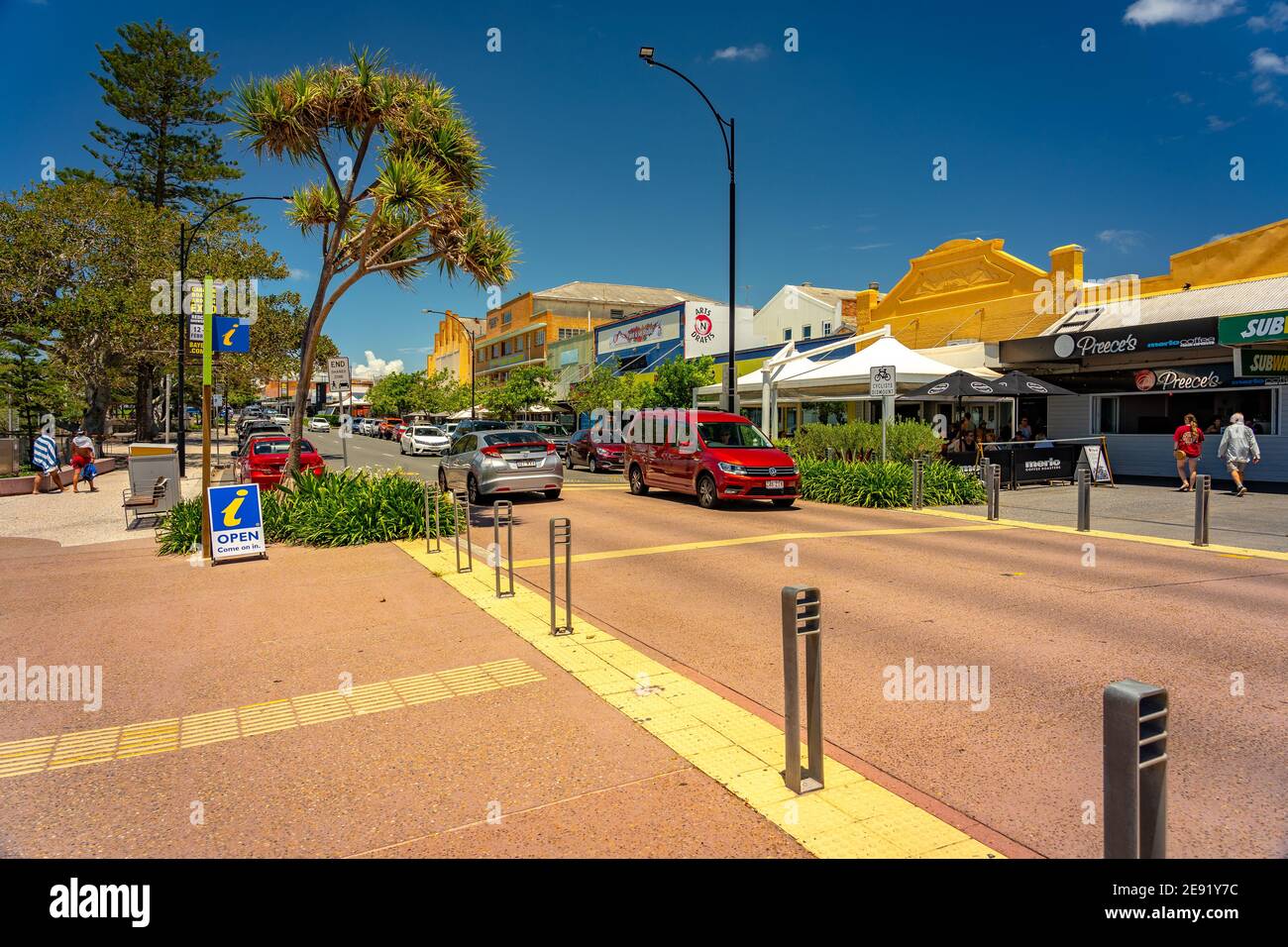 Brisbane, Australien - Hauptstraße am Strand in Redcliffe Stockfoto