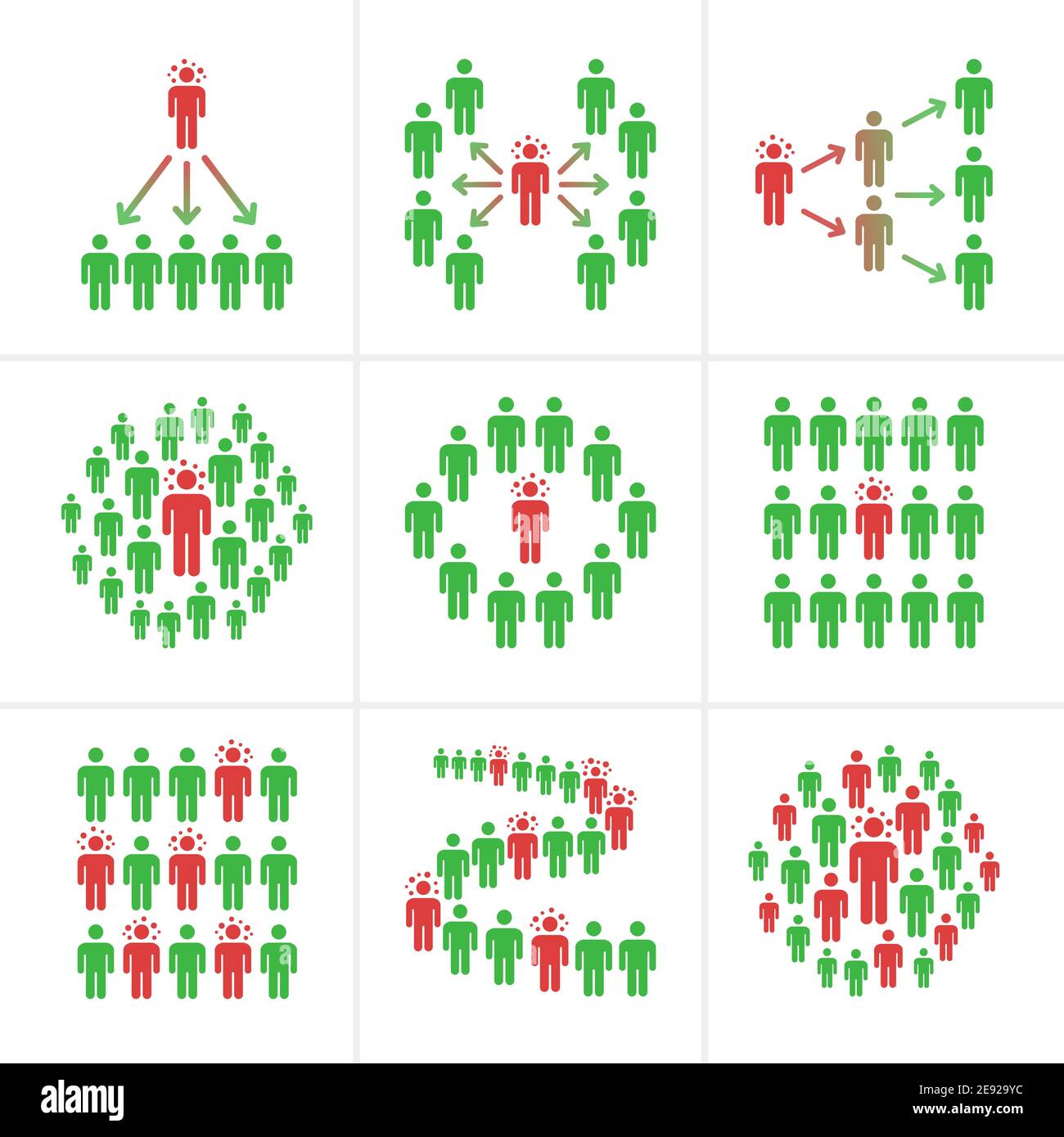 Infizierte Person verbreitet Coronavirus in die Massen in den öffentlichen Bereichen, bunt vektor und Illustration für Infografik Stock Vektor