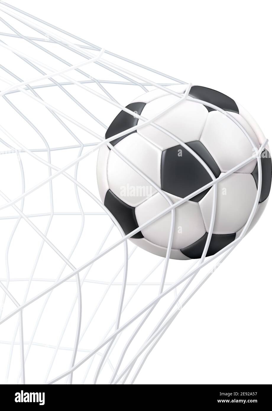 Fußballspiel Spiel Tor Moment mit Ball im Netz Schwarz-weiß Bild Vektor-Illustration Stock Vektor
