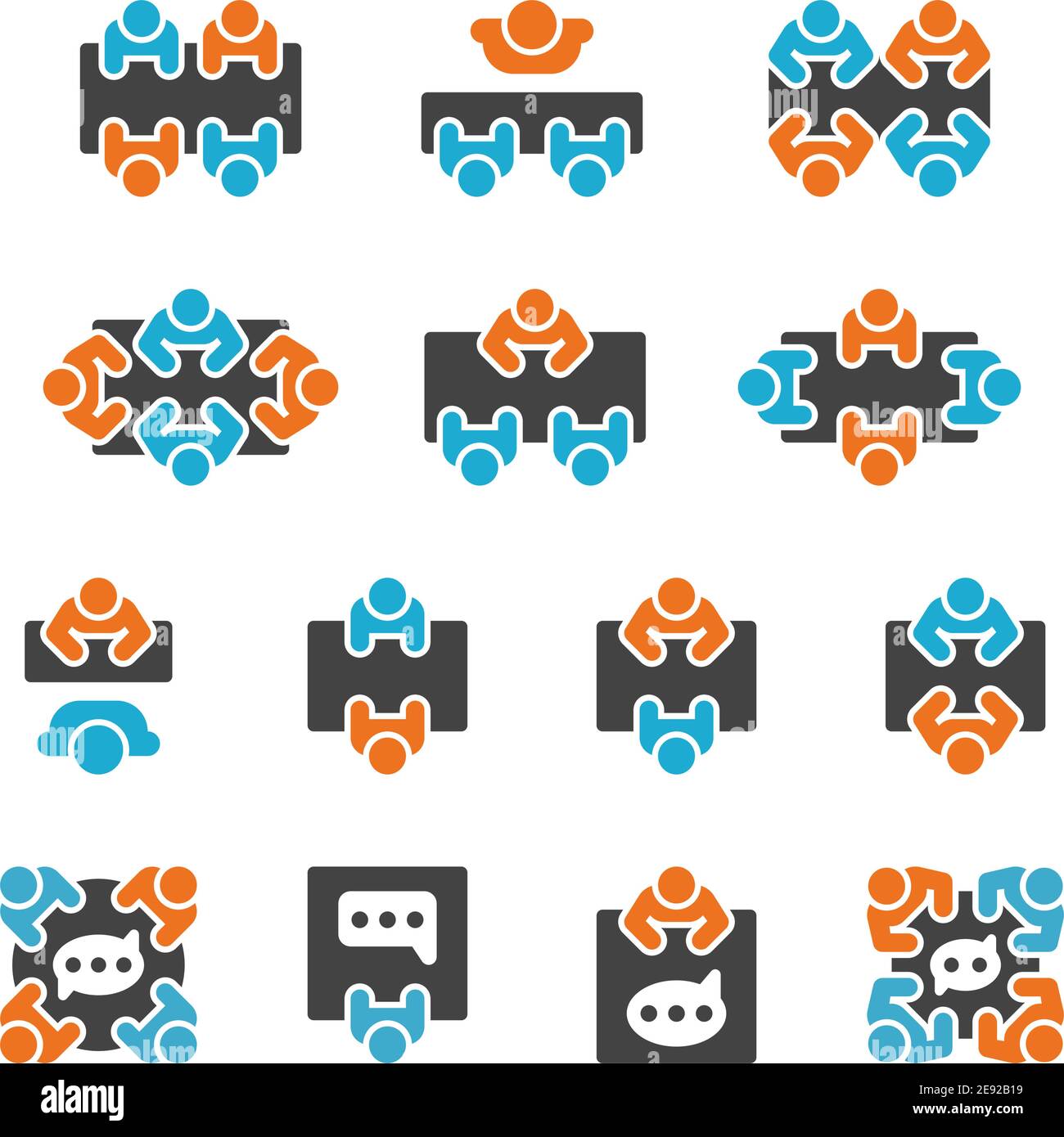 Symbolsatz, Vektor und Illustration für Meeting und Teilnahme Stock Vektor