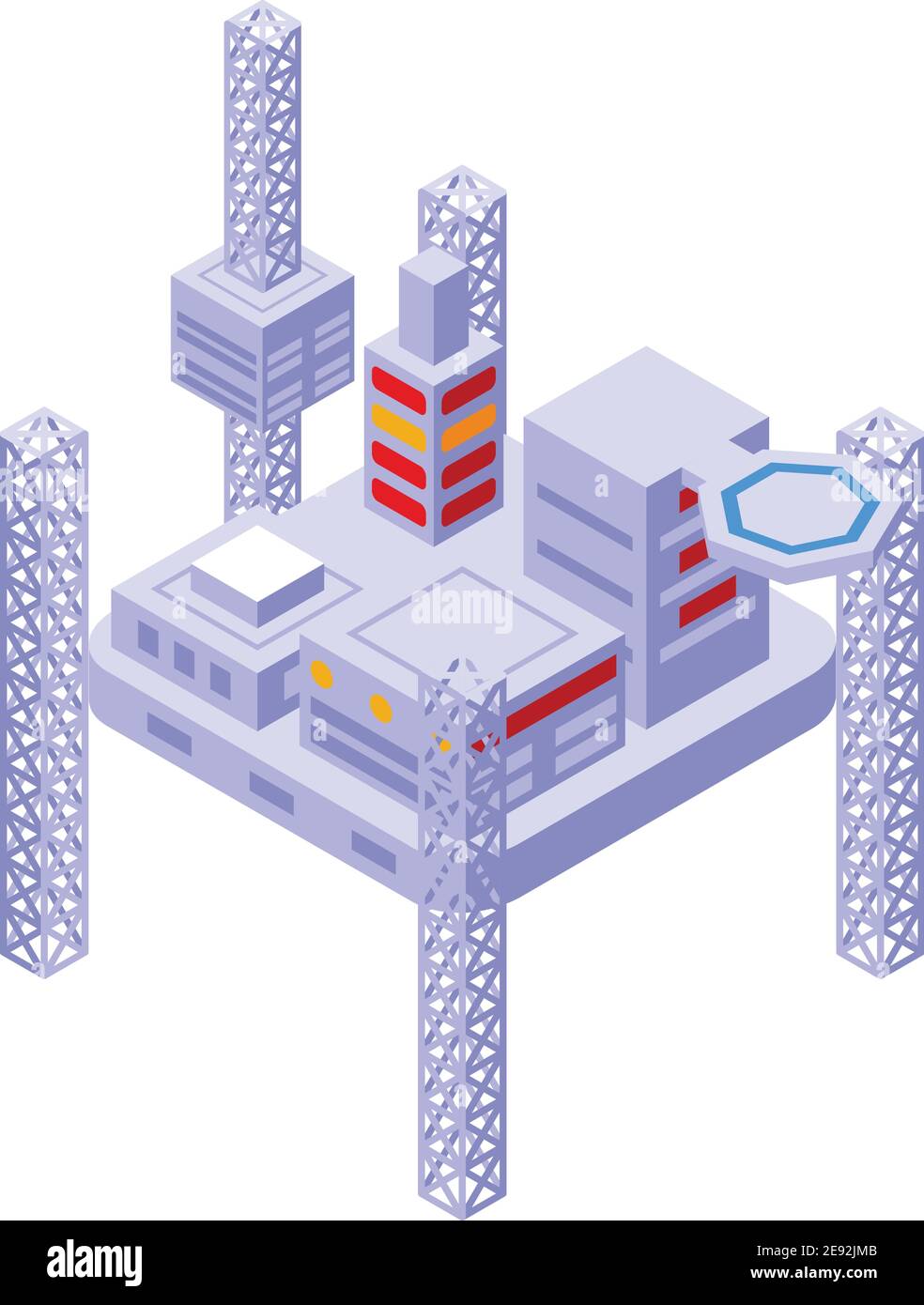 Seebohranlage Raffinerie Symbol. Isometrisches Seebohrgerät Raffinerie Vektor-Symbol für Web-Design isoliert auf weißem Hintergrund Stock Vektor