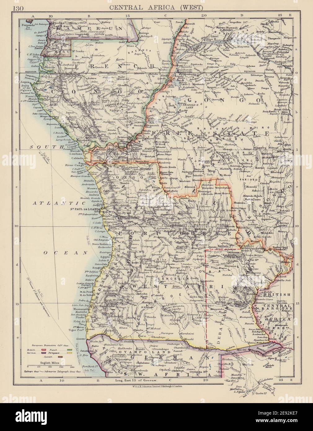 KOLONIALES ZENTRALAFRIKA. Französischer Kongo Freistaat 'abattbares Territorium' 1901 Karte Stockfoto