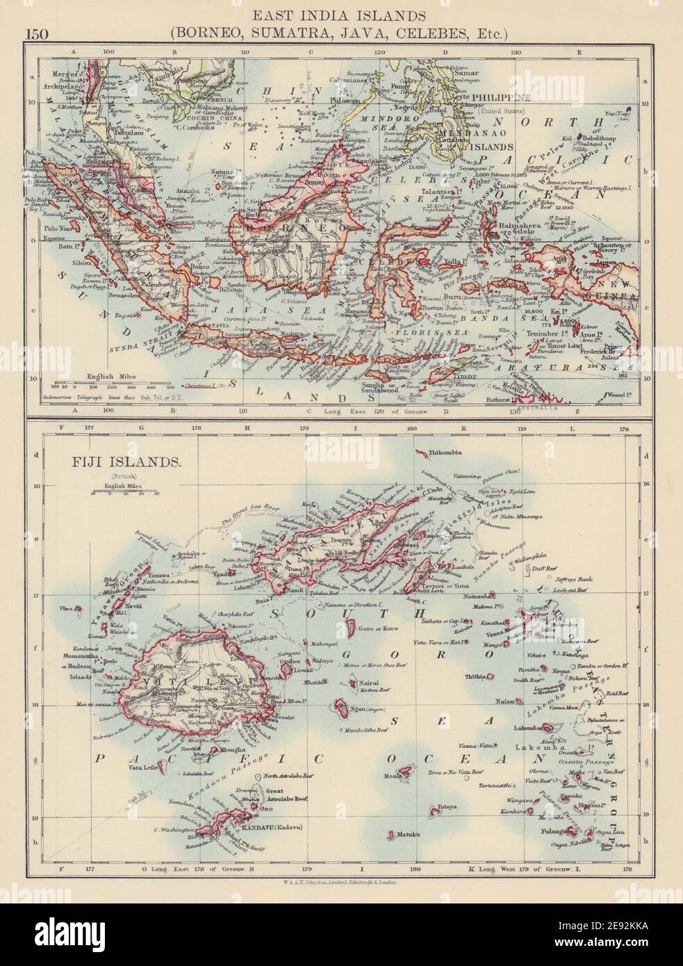 OSTINDIEN UND FIDSCHI. Borneo Sumatra Java Celebes Malaya Philippinen 1901 Karte Stockfoto