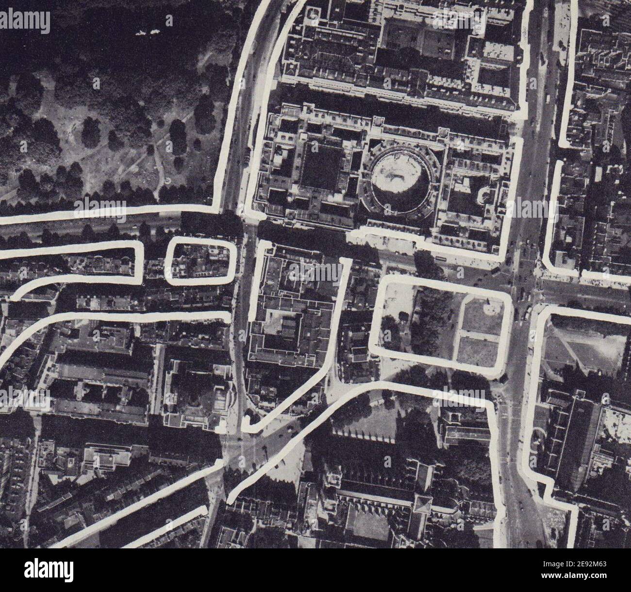 Vorschlag für die Straße auf dem Parliament Square. Quadratisch ausgezogen. RAWLINSON 1946 alter Druck Stockfoto