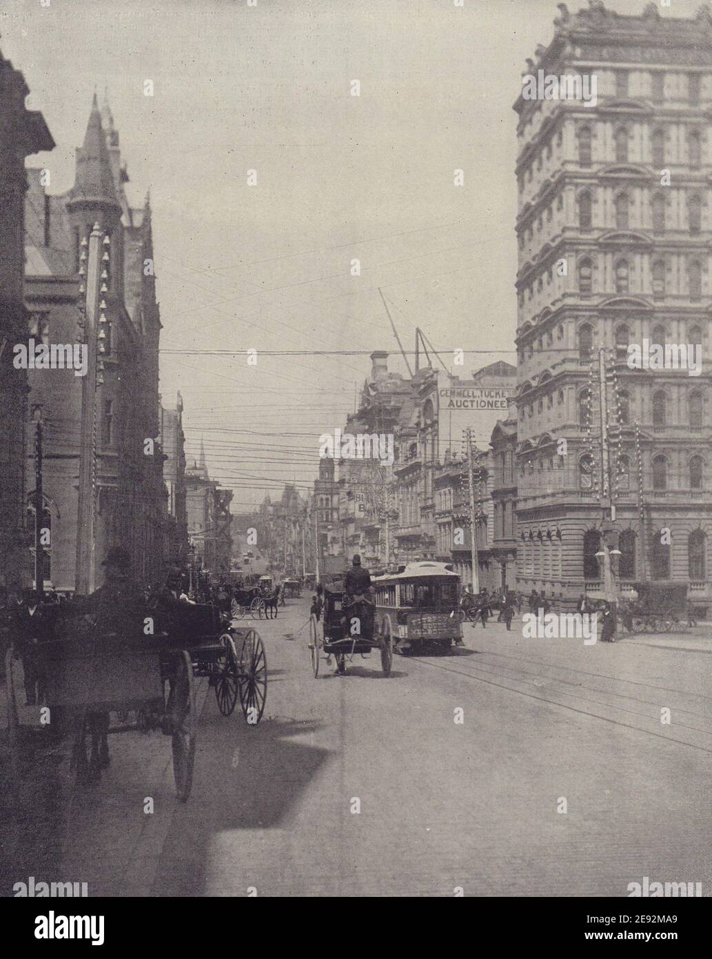 Collins Street, Melbourne. Victoria Australien. STODDARD 1895 alte antike Druck Stockfoto