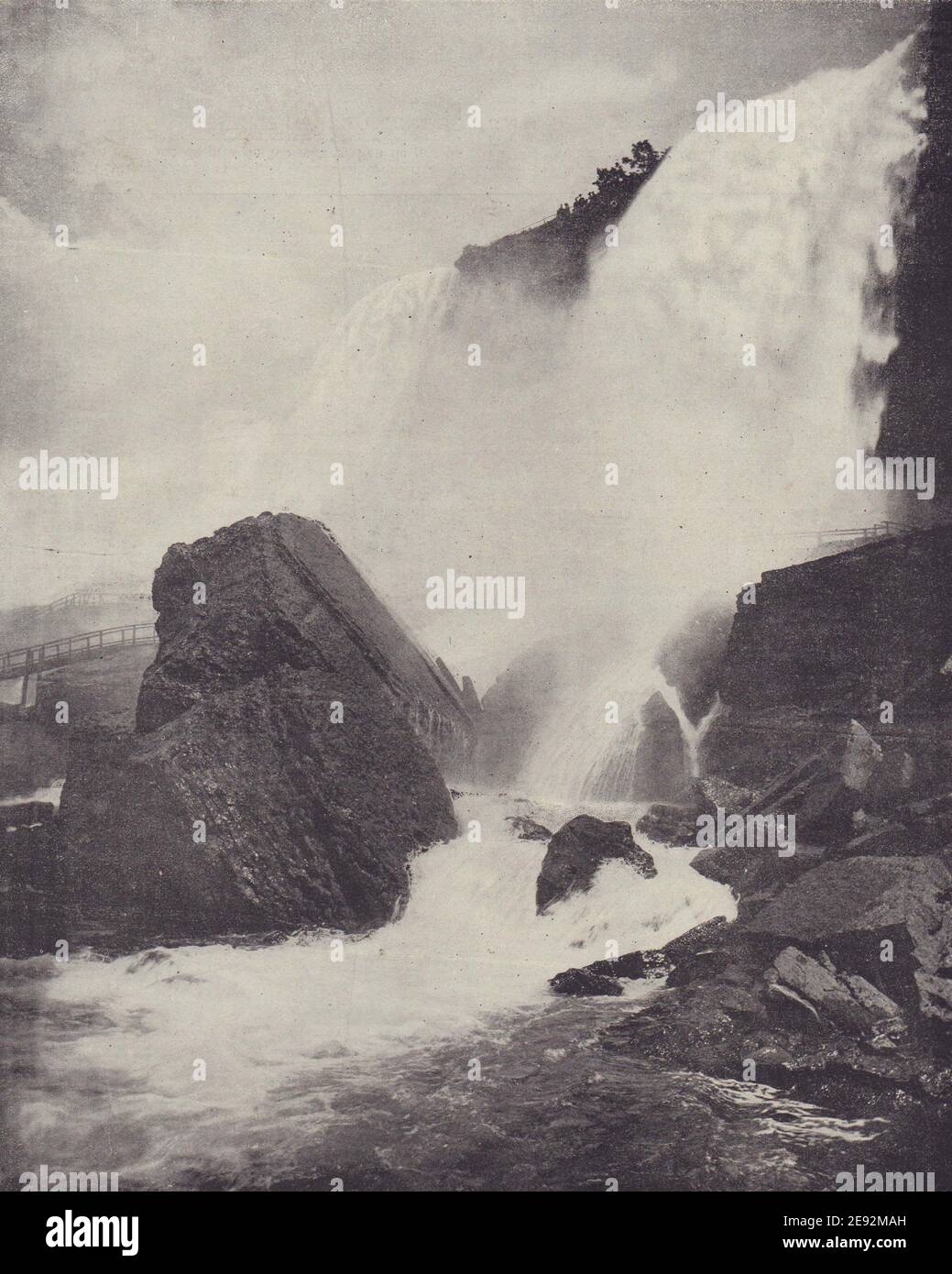 Felsen unter den Niagarafällen. Nordamerika. STODDARD 1895 alte antike Druck Stockfoto
