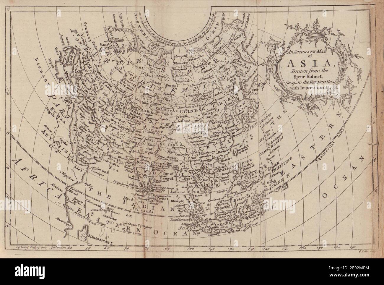 Eine akkurate Asien-Karte aus der Sieur Robert… ROLLOS 1766 alt Stockfoto
