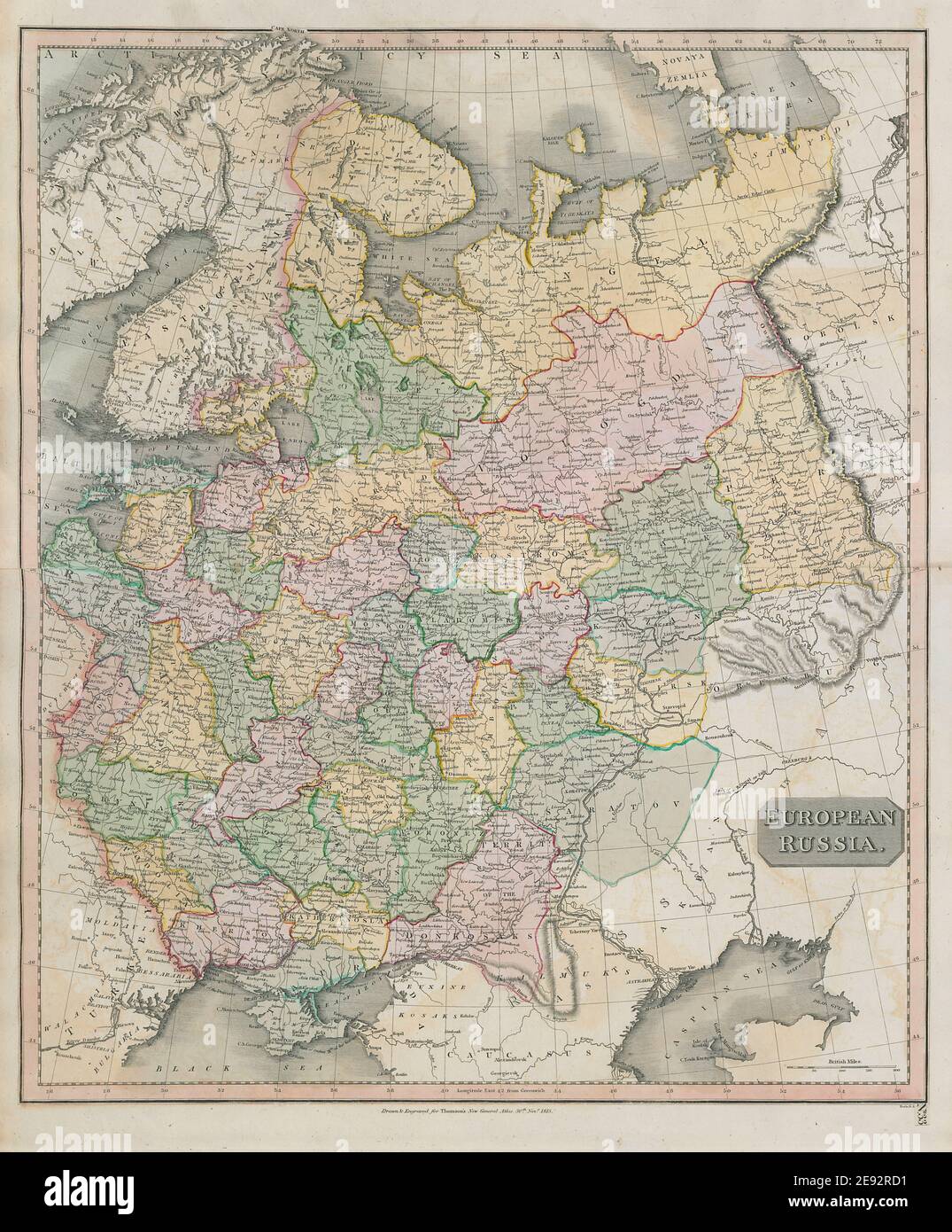 „Europäisches Russland“ einschließlich Baltikum Ukraine Weißrussland. THOMSON 1817 alte Karte Stockfoto