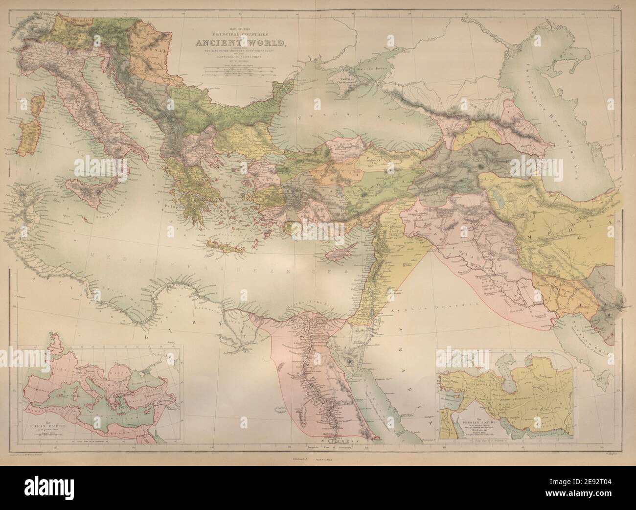 Antike Welt. Östliches Mittelmeer Und Naher Osten. BARTHOLOMEW 1870 alte Karte Stockfoto