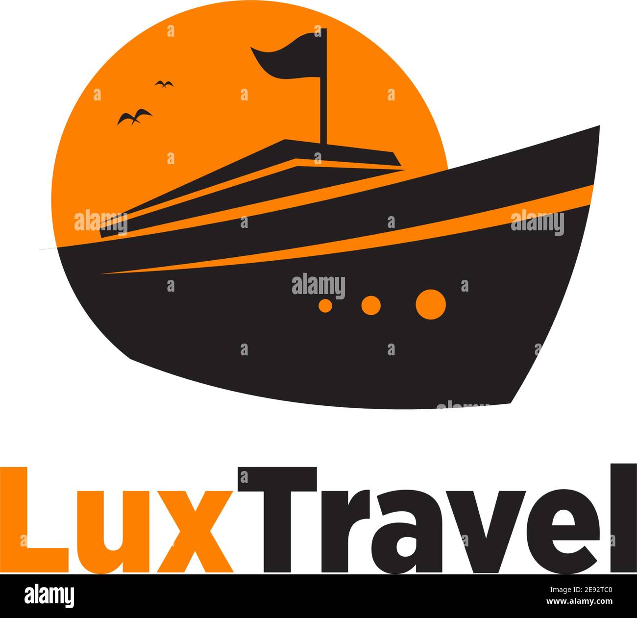 Luxus Yacht Symbol mit Sonnenuntergang Hintergrund Vektor Illustration Vorlage Stock Vektor