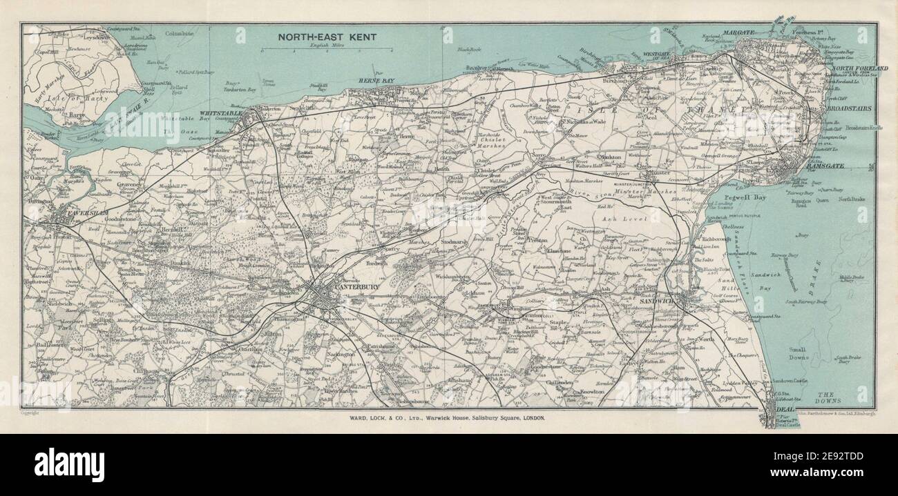 NORD-OST-KENT. Thanet Faversham Canterbury Sandwich Ramsgate Margate 1937 Karte Stockfoto