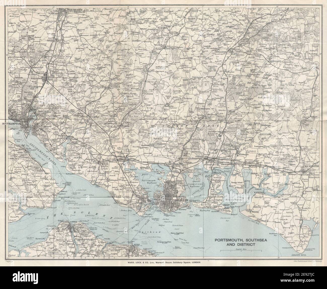 SOUTH HAMPSHIRE Portsmouth Southampton Solent Chichester. STATIONSSCHLOSS 1935 MAP Stockfoto