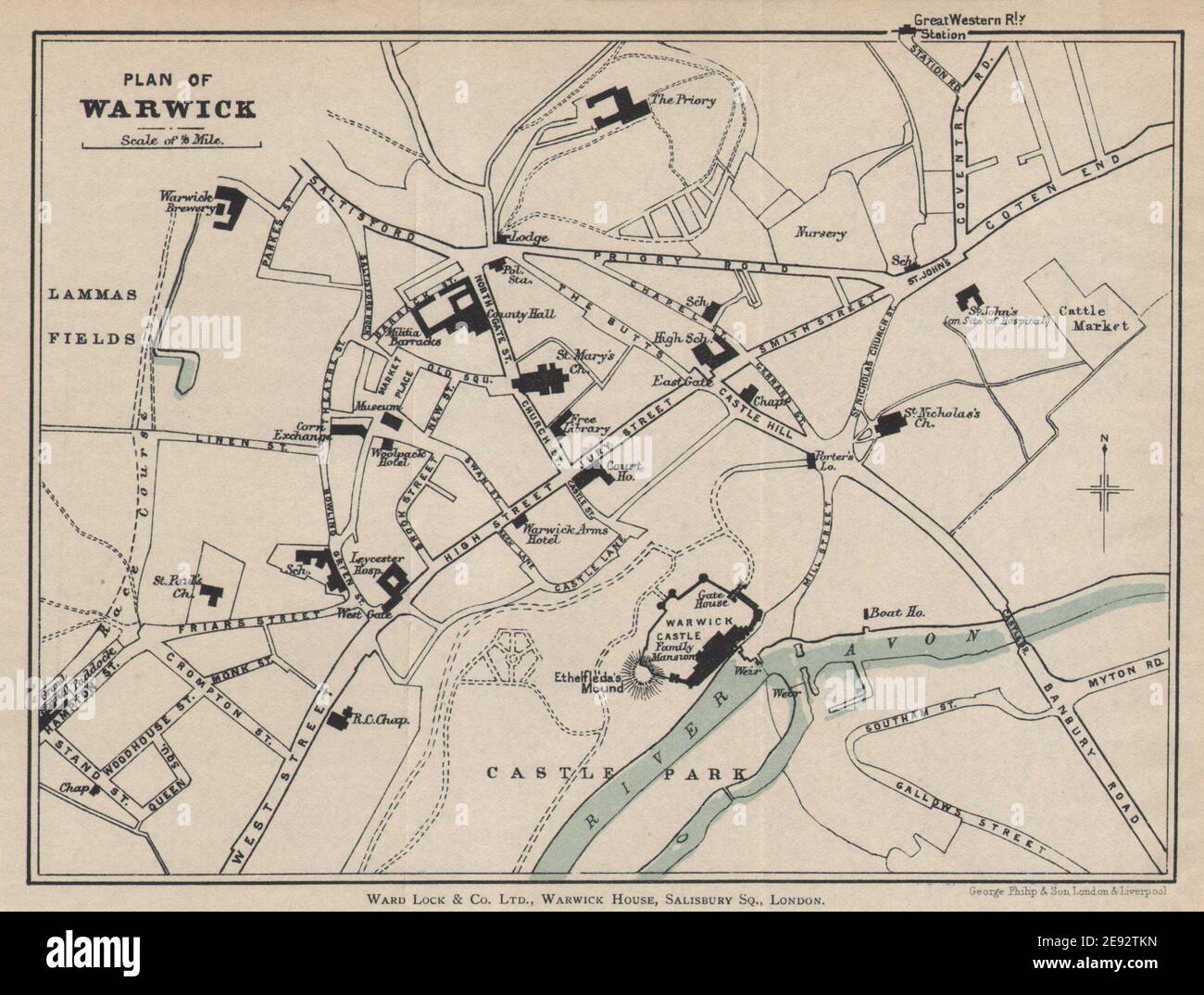 VENTNOR & BONCHURCH Vintage Stadtplan. Isle of Wight. STATIONSSCHLOSS 1900 MAP Stockfoto