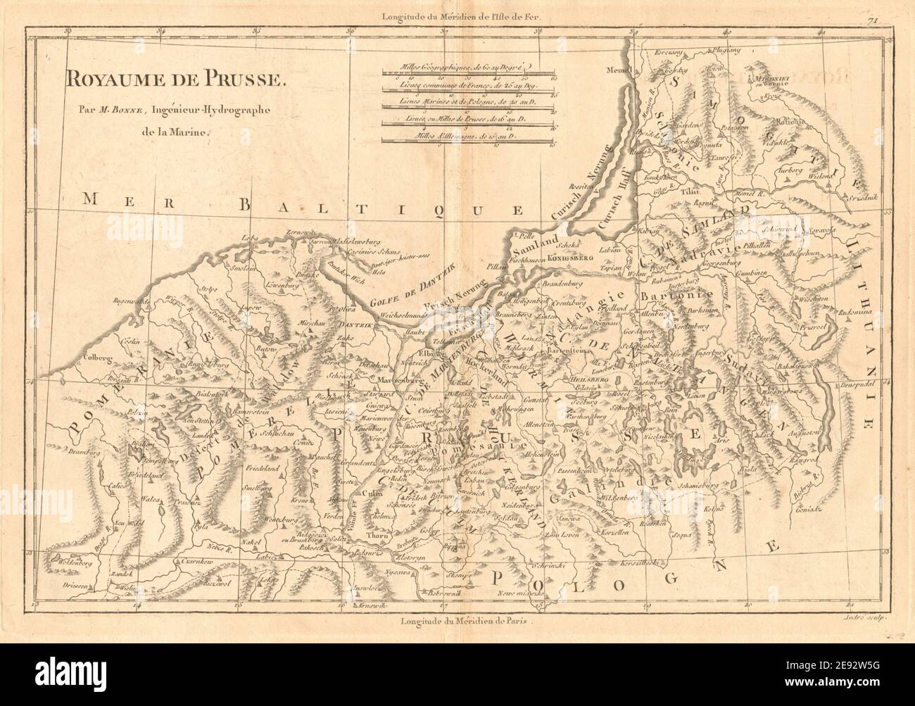 Royaume de Prusse. Königreich Preußen. N Polen und Kaliningrad. BONNE 1787 Karte Stockfoto