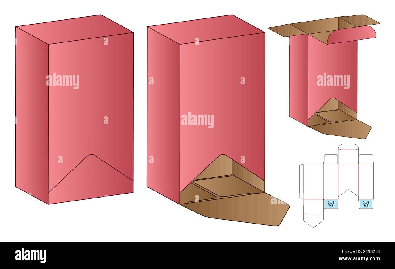 Box Verpackung die cut Template Design. 3d Mock-up Stock Vektor