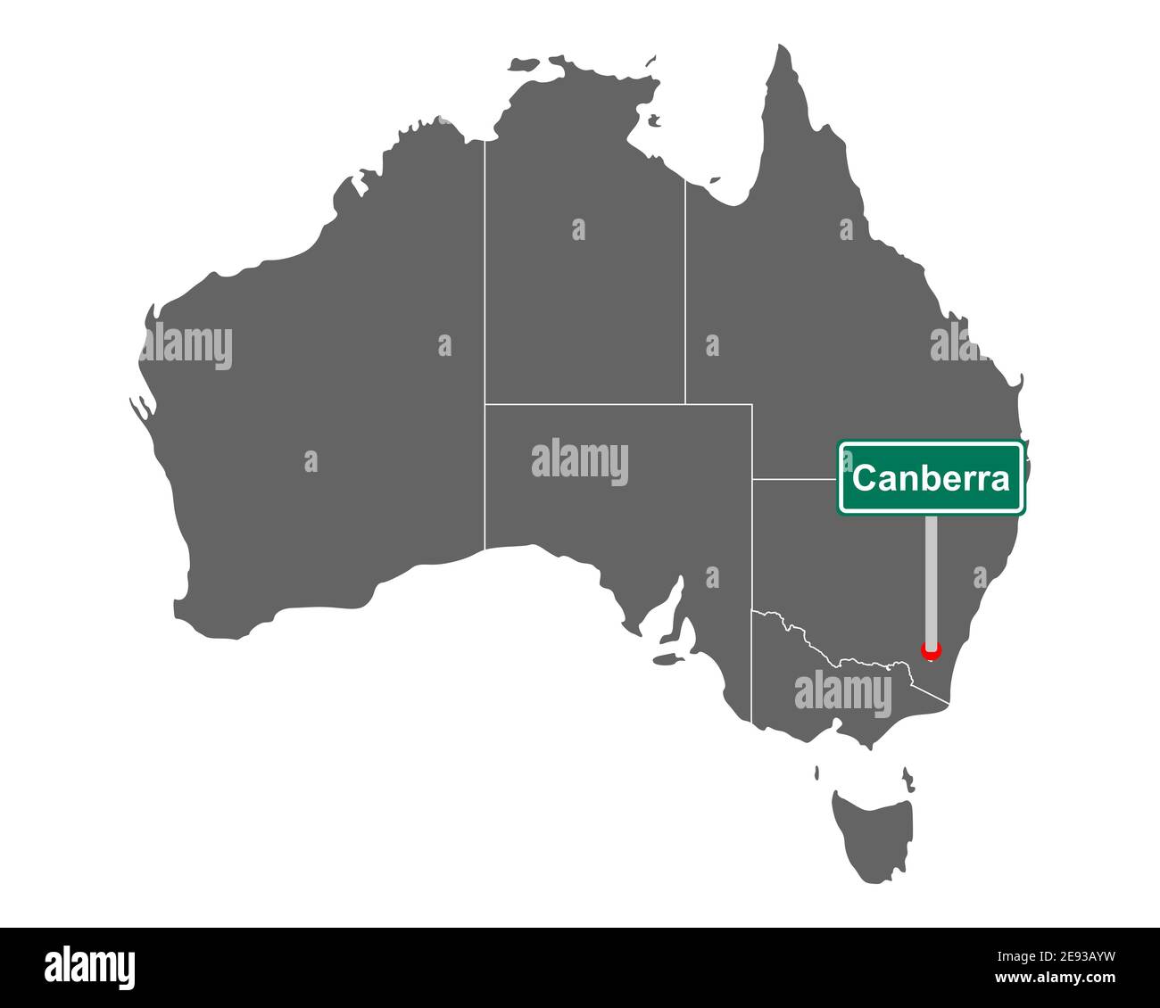 Ortsschild Brisbane auf der Karte von Australien Stockfoto