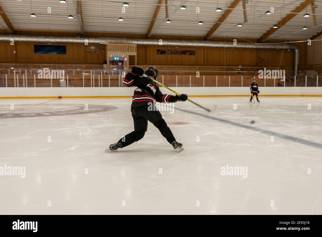 Hockeyspieler während des Trainings Stockfoto