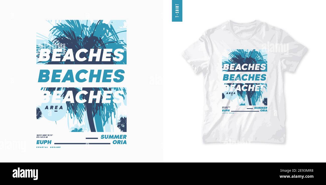 Sommer Grafik T-Shirt-Design, tropischer Druck, Vektor-Illustration Stock Vektor