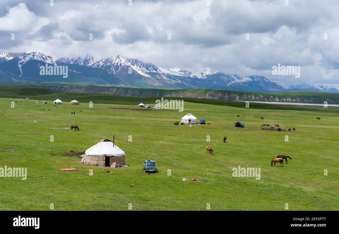 Traditionelle Jurte Das Alaj Tal Im Pamir Gebirge Asien Zentralasien Kirgisistan Stockfotografie Alamy